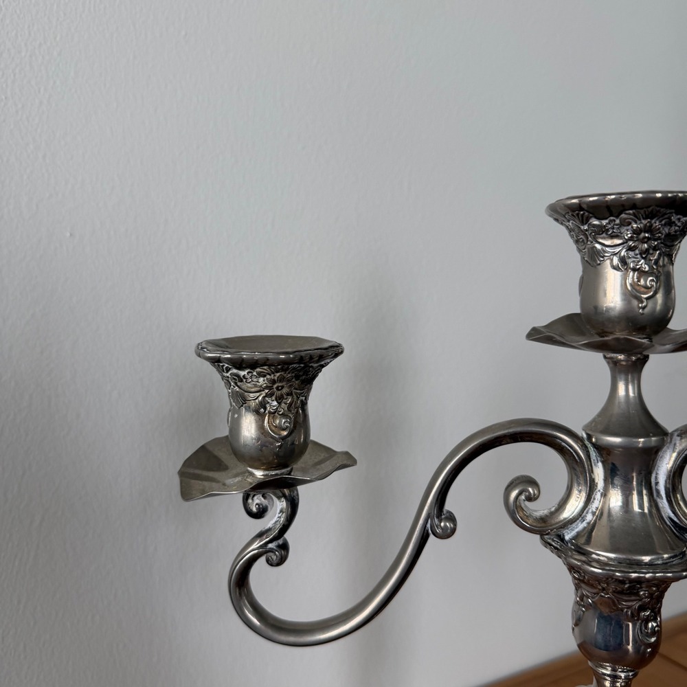 Vintage Antique Silver-Plated Victorian Style Candelabra - Picture 6 of 14